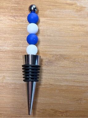 Dark Blue & White Wine Stopper